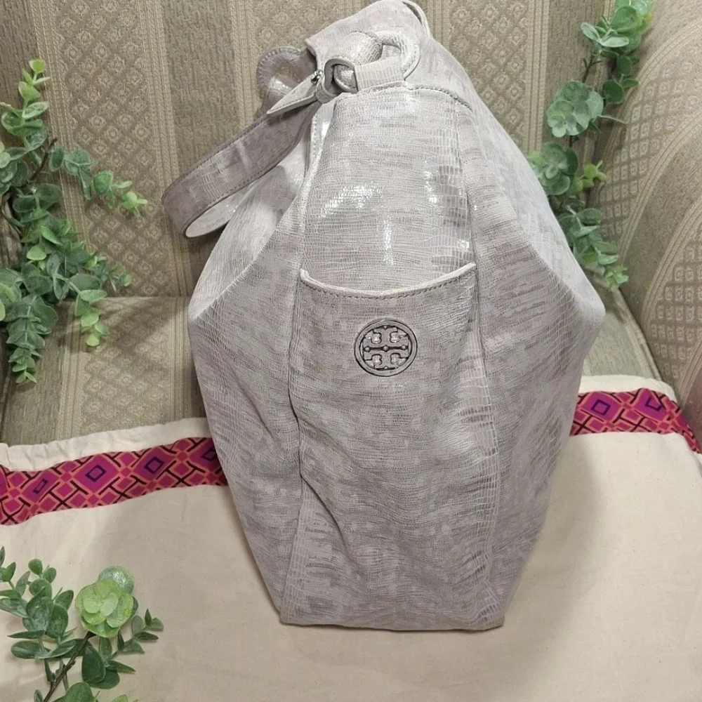Tory Burch Vintage Lizard Leather Embossed Hobo Bag